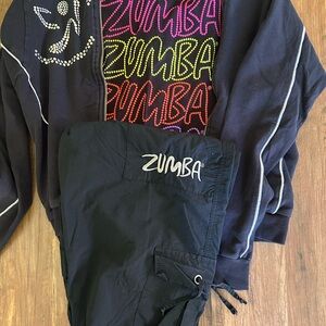 Zumba® black jacket, top, and Capris package